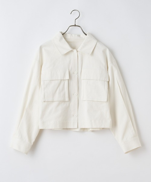 CIAOPANIC（チャオパニック）の「ショートファティーグジャケット（ミリタリージャケット・レディース・スカイブルー/オフホワイト/カーキ・FREE）」の16枚目の写真