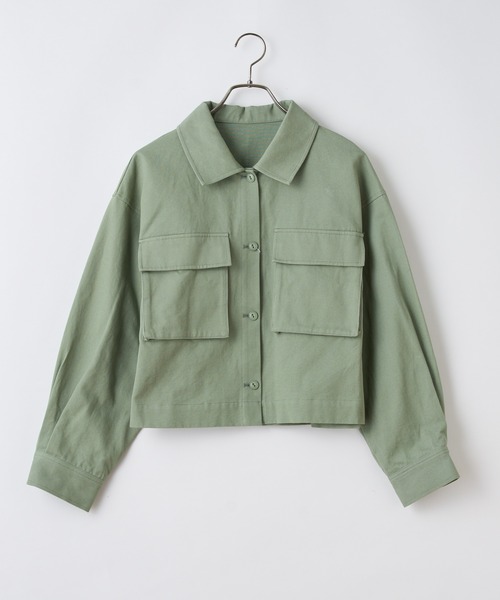 CIAOPANIC（チャオパニック）の「ショートファティーグジャケット（ミリタリージャケット・レディース・スカイブルー/オフホワイト/カーキ・FREE）」の12枚目の写真