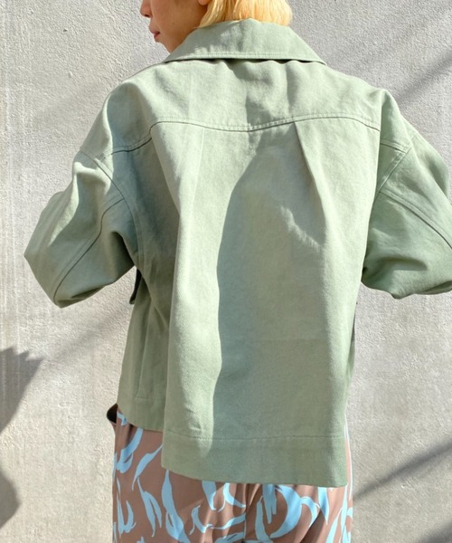 CIAOPANIC（チャオパニック）の「ショートファティーグジャケット（ミリタリージャケット・レディース・スカイブルー/オフホワイト/カーキ・FREE）」の8枚目の写真