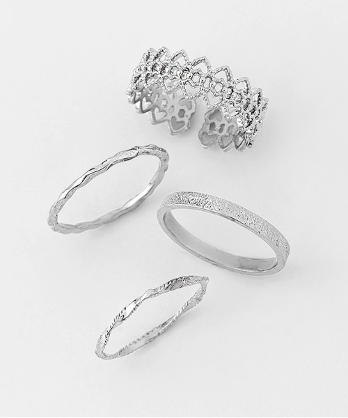 ANEMONE（アネモネ）の「ハートレースデザインリング［4本セット］（リング・レディース・シルバー/ゴールド・FREE）」の3枚目の写真