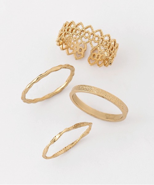 ANEMONE（アネモネ）の「ハートレースデザインリング［4本セット］（リング・レディース・シルバー/ゴールド・FREE）」の4枚目の写真