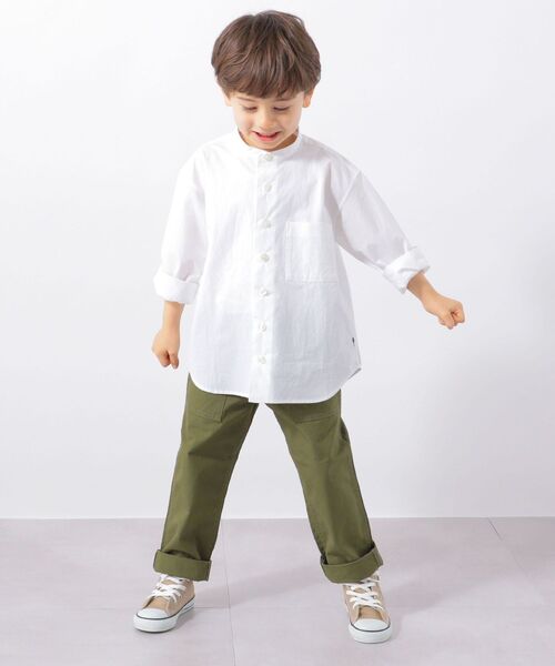 SHIPS any(シップス エニィ)の「SHIPS any: STANDARD バンドカラー シャツ<KIDS>(シャツ/ブラウス・キッズ・ライトブルー/オフホワイト・2/1/0)」の6枚目の写真