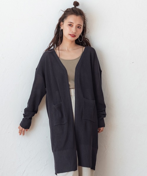 coca(coca)(コカ)の「片畦トッパーカーデ(カーディガン/ボレロ・レディース・ライトベージュ/チャコールグレー・ONE SIZE)」の2枚目の写真