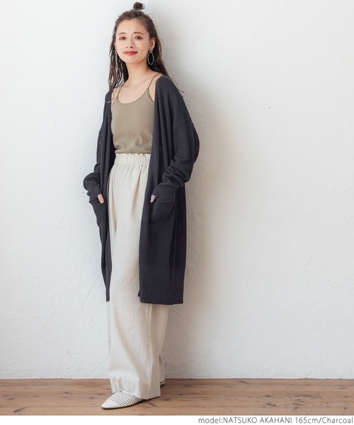 coca(coca)(コカ)の「片畦トッパーカーデ(カーディガン/ボレロ・レディース・ライトベージュ/チャコールグレー・ONE SIZE)」の11枚目の写真