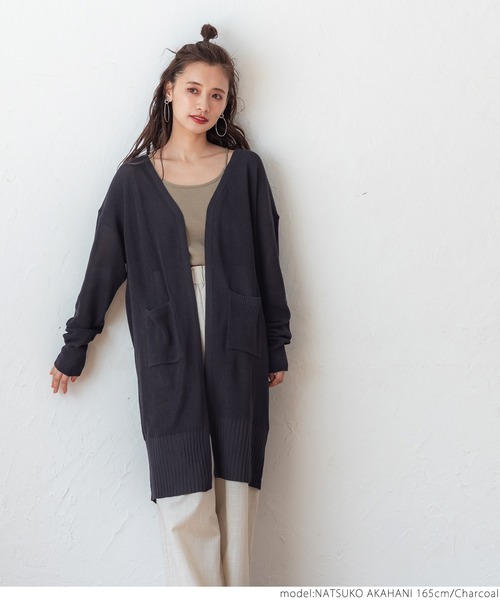 coca(coca)(コカ)の「片畦トッパーカーデ(カーディガン/ボレロ・レディース・ライトベージュ/チャコールグレー・ONE SIZE)」の14枚目の写真