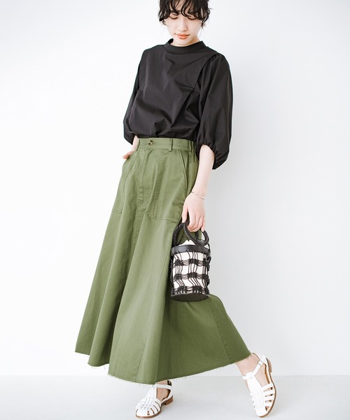 haco!(ハコ)の「スカートだっておしとやかにしなくて大丈夫!じゃぶじゃぶ洗えて気軽にはけるベイカースカート by que made me + PBP(スカート・レディース・カーキ・SMALL/MEDIUM/LARGE/X-LARGE)」の9枚目の写真