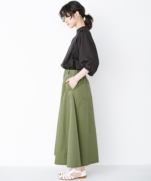 haco!(ハコ)の「スカートだっておしとやかにしなくて大丈夫!じゃぶじゃぶ洗えて気軽にはけるベイカースカート by que made me + PBP(スカート・レディース・カーキ・SMALL/MEDIUM/LARGE/X-LARGE)」の12枚目の写真