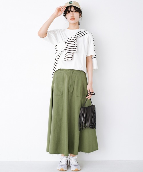 haco!(ハコ)の「スカートだっておしとやかにしなくて大丈夫!じゃぶじゃぶ洗えて気軽にはけるベイカースカート by que made me + PBP(スカート・レディース・カーキ・SMALL/MEDIUM/LARGE/X-LARGE)」の14枚目の写真