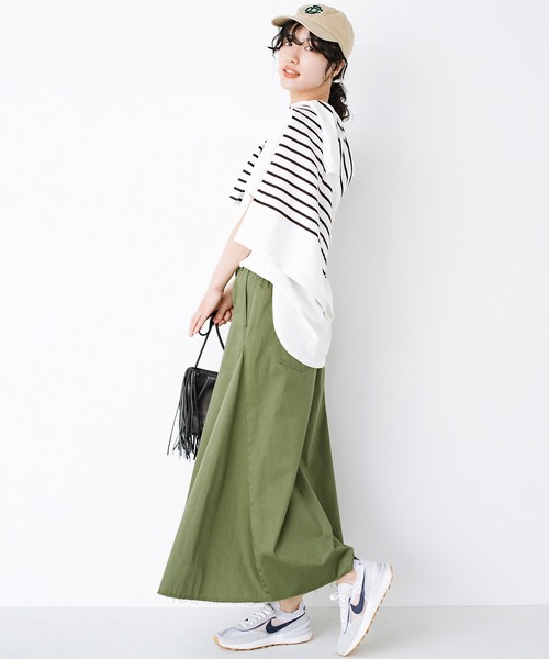 haco!(ハコ)の「スカートだっておしとやかにしなくて大丈夫!じゃぶじゃぶ洗えて気軽にはけるベイカースカート by que made me + PBP(スカート・レディース・カーキ・SMALL/MEDIUM/LARGE/X-LARGE)」の16枚目の写真