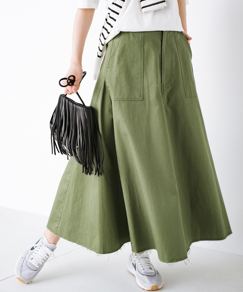 haco!(ハコ)の「スカートだっておしとやかにしなくて大丈夫!じゃぶじゃぶ洗えて気軽にはけるベイカースカート by que made me + PBP(スカート・レディース・カーキ・SMALL/MEDIUM/LARGE/X-LARGE)」の20枚目の写真