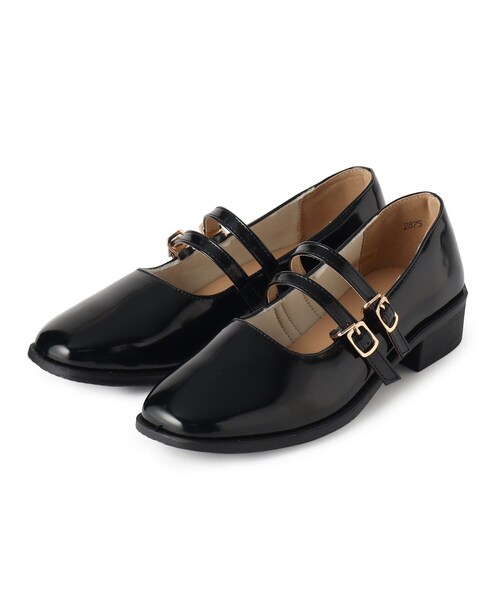 cs T&P（シーエスティーアンドピー）の「スクエアトゥダブルストラップフラットパンプス（パンプス・レディース・ブラック系1/アイボリー/ブラック・L/M/LL/S）」の5枚目の写真