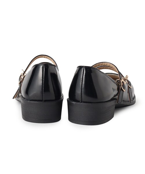 cs T&P（シーエスティーアンドピー）の「スクエアトゥダブルストラップフラットパンプス（パンプス・レディース・ブラック系1/アイボリー/ブラック・L/M/LL/S）」の7枚目の写真