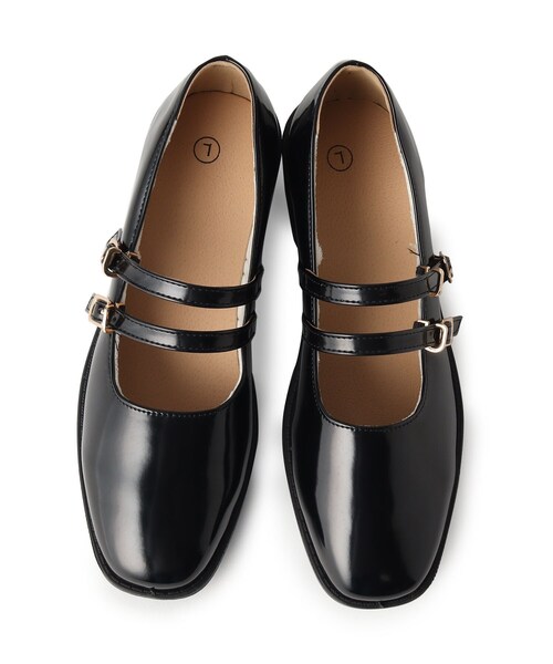 cs T&P（シーエスティーアンドピー）の「スクエアトゥダブルストラップフラットパンプス（パンプス・レディース・ブラック系1/アイボリー/ブラック・L/M/LL/S）」の8枚目の写真