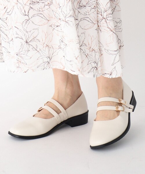 cs T&P（シーエスティーアンドピー）の「スクエアトゥダブルストラップフラットパンプス（パンプス・レディース・ブラック系1/アイボリー/ブラック・L/M/LL/S）」の10枚目の写真