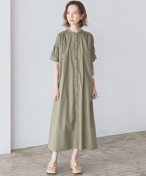 B:MING by BEAMS(ビーミングバイビームス)の「B:MING by BEAMS / 2WAY シャーリングワンピース 22SS(ワンピース・レディース・オリーブ/スミクロ/ブルー系・SMALL/MEDIUM)」の8枚目の写真