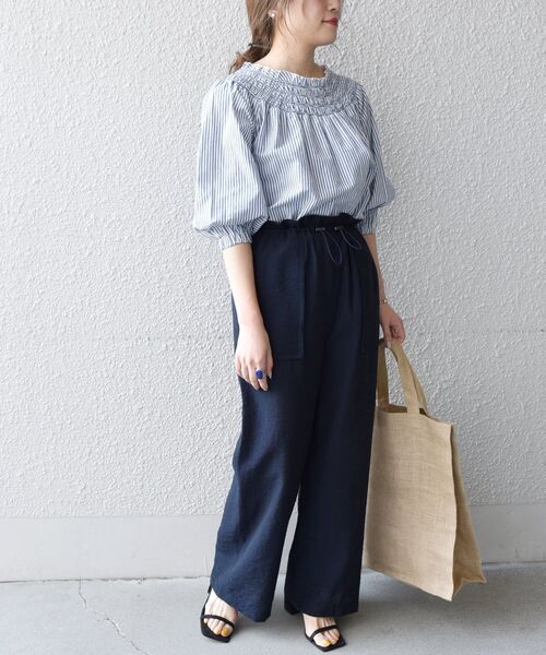 ships/シップス　0 x onesシャーリングブラウス SHIPS シャツ ブラウス シャーリング7分袖ブラウス : ZOZOTOWN