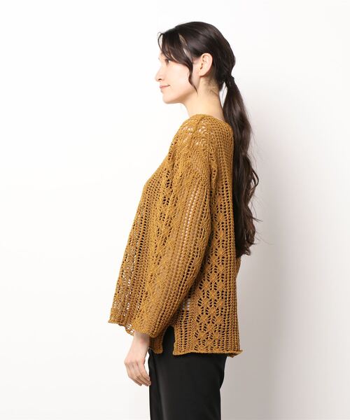 OUTERSUNSET（アウターサンセット）の「openwork stitching pullover（ニット/セーター・レディース・マスタード/ベージュ・FREE）」の10枚目の写真