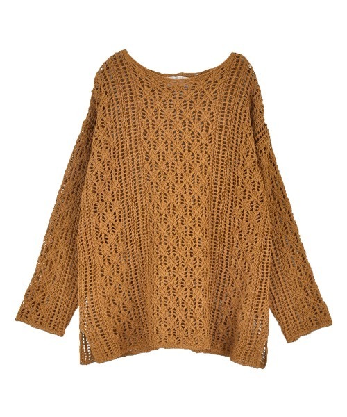 OUTERSUNSET（アウターサンセット）の「openwork stitching pullover（ニット/セーター・レディース・マスタード/ベージュ・FREE）」の5枚目の写真