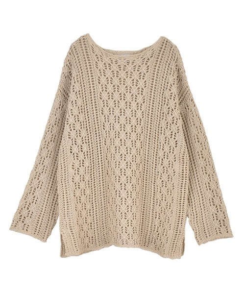 OUTERSUNSET（アウターサンセット）の「openwork stitching pullover（ニット/セーター・レディース・マスタード/ベージュ・FREE）」の4枚目の写真