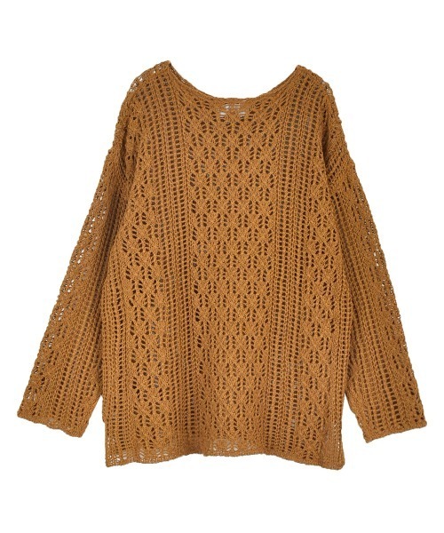 OUTERSUNSET（アウターサンセット）の「openwork stitching pullover（ニット/セーター・レディース・マスタード/ベージュ・FREE）」の6枚目の写真