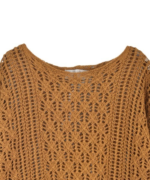 OUTERSUNSET（アウターサンセット）の「openwork stitching pullover（ニット/セーター・レディース・マスタード/ベージュ・FREE）」の7枚目の写真