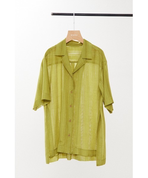 BLACK BY MOUSSY（ブラックバイマウジー）の「open collar shirt（オープンカラーシャツ）（シャツ/ブラウス・レディース・ライム/ブラック・FREE）」の20枚目の写真