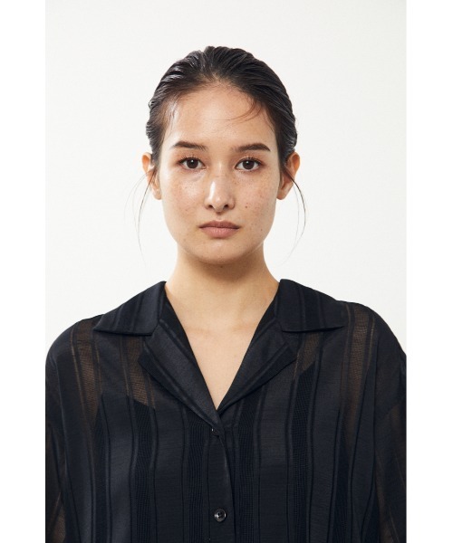 BLACK BY MOUSSY（ブラックバイマウジー）の「open collar shirt（オープンカラーシャツ）（シャツ/ブラウス・レディース・ライム/ブラック・FREE）」の7枚目の写真