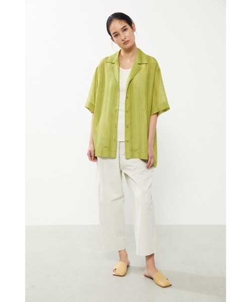 BLACK BY MOUSSY（ブラックバイマウジー）の「open collar shirt（オープンカラーシャツ）（シャツ/ブラウス・レディース・ライム/ブラック・FREE）」の12枚目の写真