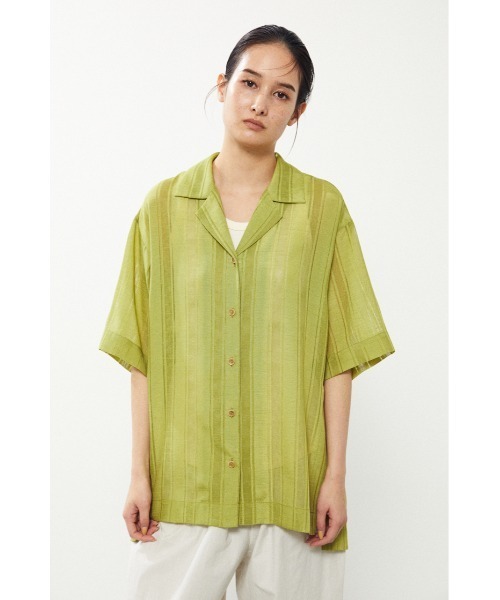 BLACK BY MOUSSY（ブラックバイマウジー）の「open collar shirt（オープンカラーシャツ）（シャツ/ブラウス・レディース・ライム/ブラック・FREE）」の13枚目の写真