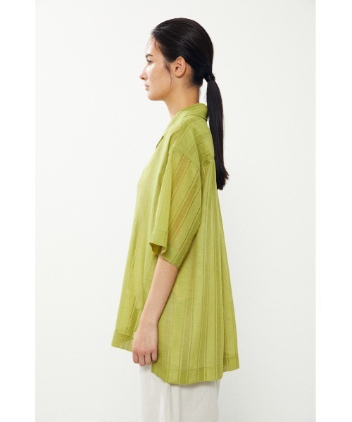 BLACK BY MOUSSY（ブラックバイマウジー）の「open collar shirt（オープンカラーシャツ）（シャツ/ブラウス・レディース・ライム/ブラック・FREE）」の14枚目の写真