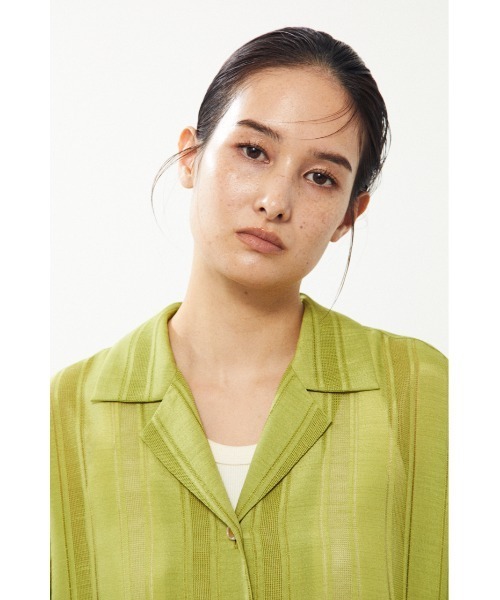 BLACK BY MOUSSY（ブラックバイマウジー）の「open collar shirt（オープンカラーシャツ）（シャツ/ブラウス・レディース・ライム/ブラック・FREE）」の16枚目の写真