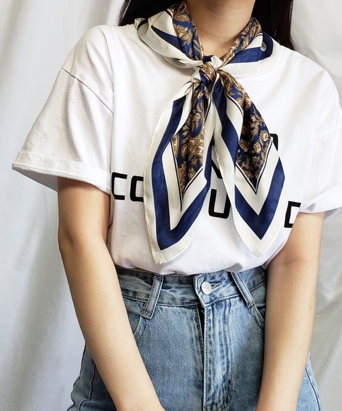 me+em select(ミームセレクト)の「トロミシルキーフラワーペイズリースカーフ(バンダナ/スカーフ・レディース・ブラック/ブルー/ブラウン・FREE)」の10枚目の写真