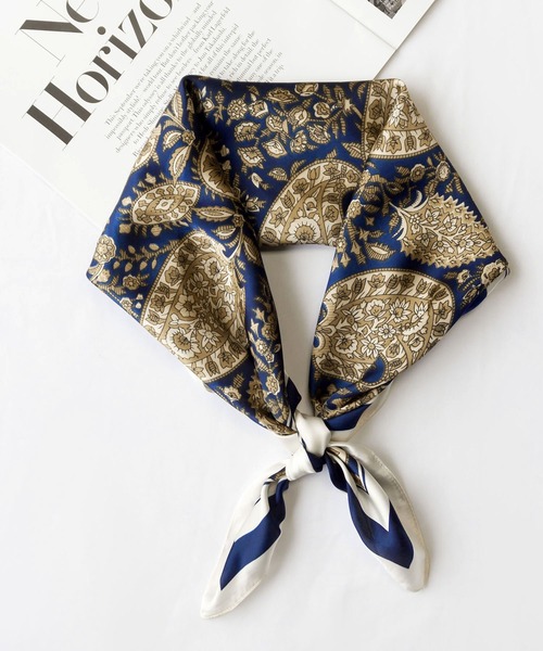 me+em select(ミームセレクト)の「トロミシルキーフラワーペイズリースカーフ(バンダナ/スカーフ・レディース・ブラック/ブルー/ブラウン・FREE)」の19枚目の写真