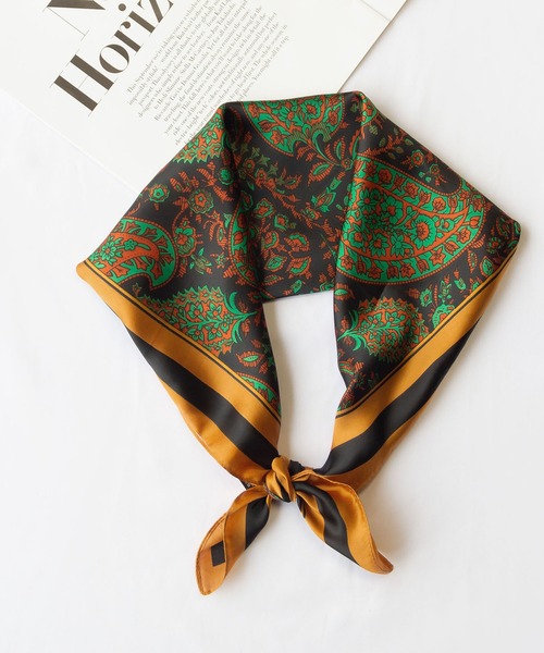 me+em select(ミームセレクト)の「トロミシルキーフラワーペイズリースカーフ(バンダナ/スカーフ・レディース・ブラック/ブルー/ブラウン・FREE)」の20枚目の写真