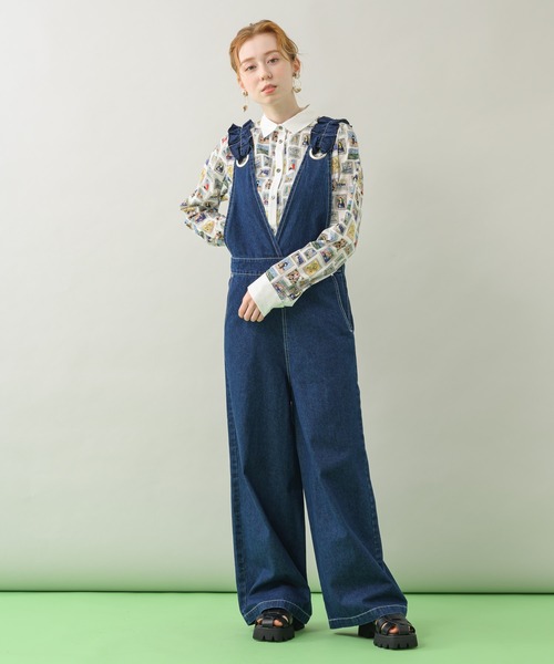 DOLLUPOOPS（ドールアップウップス）の「doll up oops フリルデニムロンパース（サロペット/オーバーオール・レディース・ブルー/ネイビー・FREE）」の3枚目の写真