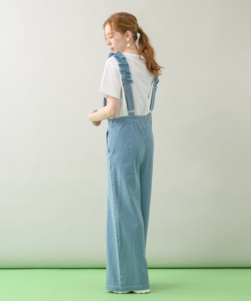 DOLLUPOOPS（ドールアップウップス）の「doll up oops フリルデニムロンパース（サロペット/オーバーオール・レディース・ブルー/ネイビー・FREE）」の9枚目の写真