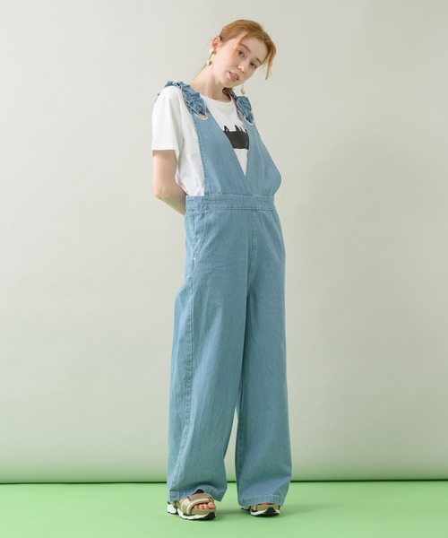 DOLLUPOOPS（ドールアップウップス）の「doll up oops フリルデニムロンパース（サロペット/オーバーオール・レディース・ブルー/ネイビー・FREE）」の10枚目の写真