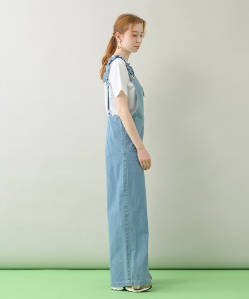 DOLLUPOOPS（ドールアップウップス）の「doll up oops フリルデニムロンパース（サロペット/オーバーオール・レディース・ブルー/ネイビー・FREE）」の11枚目の写真