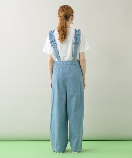 DOLLUPOOPS（ドールアップウップス）の「doll up oops フリルデニムロンパース（サロペット/オーバーオール・レディース・ブルー/ネイビー・FREE）」の12枚目の写真