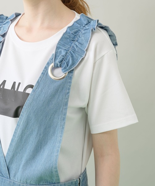 DOLLUPOOPS（ドールアップウップス）の「doll up oops フリルデニムロンパース（サロペット/オーバーオール・レディース・ブルー/ネイビー・FREE）」の15枚目の写真