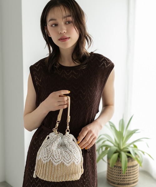 Edit Sheen（エディットシーン）の「コットンレース巾着バッグ（かごバッグ・レディース・その他1/その他2・FREE）」の15枚目の写真
