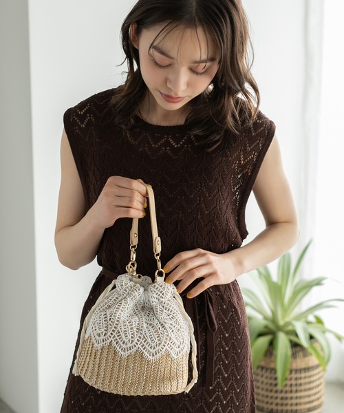 Edit Sheen（エディットシーン）の「コットンレース巾着バッグ（かごバッグ・レディース・その他1/その他2・FREE）」の8枚目の写真