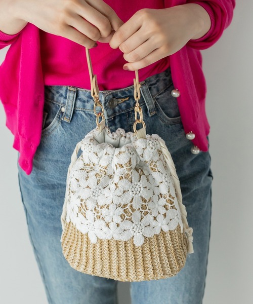 Edit Sheen（エディットシーン）の「コットンレース巾着バッグ（かごバッグ・レディース・その他1/その他2・FREE）」の11枚目の写真