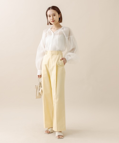 mline（エムライン）の「[mline] トラウザーパンツ（その他パンツ・レディース・イエロー/オフホワイト/ベージュ・2/1）」の4枚目の写真