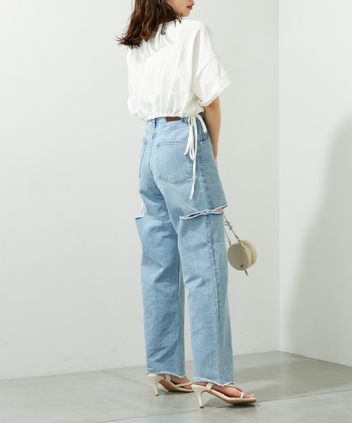 Chico（チコ）の「【新色追加】クロップドサイドリボンロゴTシャツ（Tシャツ/カットソー・レディース・ホワイト/ブラック/ミント/ピンク/ベージュ・FREE）」の11枚目の写真