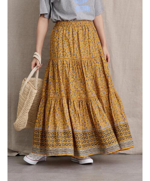 AMERICAN HOLIC(アメリカンホリック)の「丈違いティアードFlowerスカート(スカート・レディース・ネイビー/イエロー/ブラウン・L/M)」の5枚目の写真