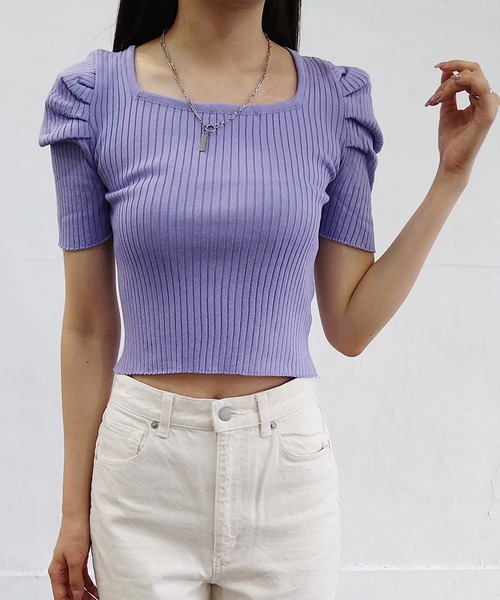 Alite cloth(アリーテクロス)の「スクエアネック袖タックプルオーバー(Tシャツ/カットソー・レディース・ホワイト/ブラック/パープル/オレンジ・FREE)」の3枚目の写真