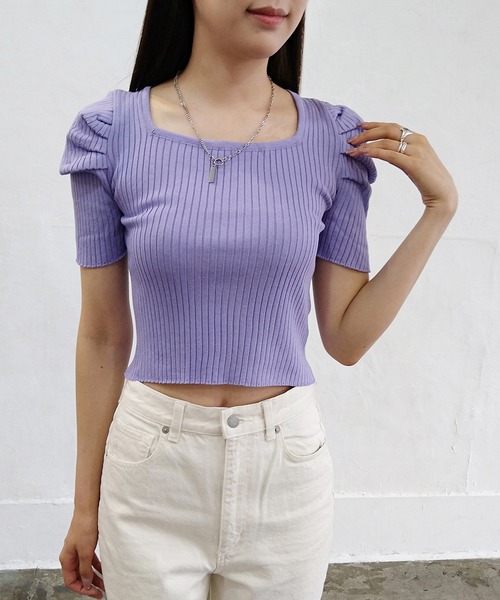 Alite cloth(アリーテクロス)の「スクエアネック袖タックプルオーバー(Tシャツ/カットソー・レディース・ホワイト/ブラック/パープル/オレンジ・FREE)」の7枚目の写真