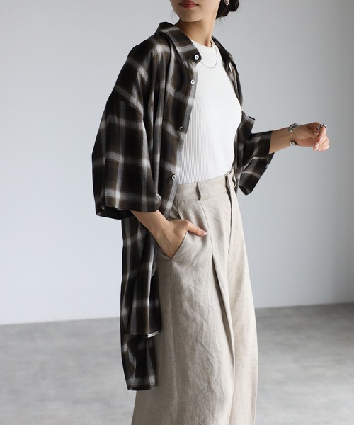 CREARE -LINO-（クレアーレリノ）の「ビックポケット オーバーサイズ ルーズ 半袖シャツ<ユニセックス>（シャツ/ブラウス・メンズ・ホワイト/ホワイト系その他/ブラック/ブラック系その他/ブルー系その他/カーキ/ブラック系その他2・S/M/L）」の6枚目の写真