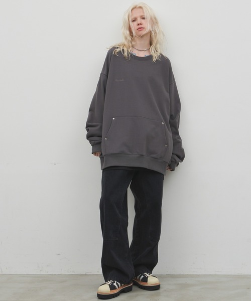 AIVER（アイバー）の「AIVER　ブランク刺繍リベットスウェット（スウェット・メンズ・チャコールグレー/ブラック/ナチュラル・LARGE/SMALL/MEDIUM）」の20枚目の写真